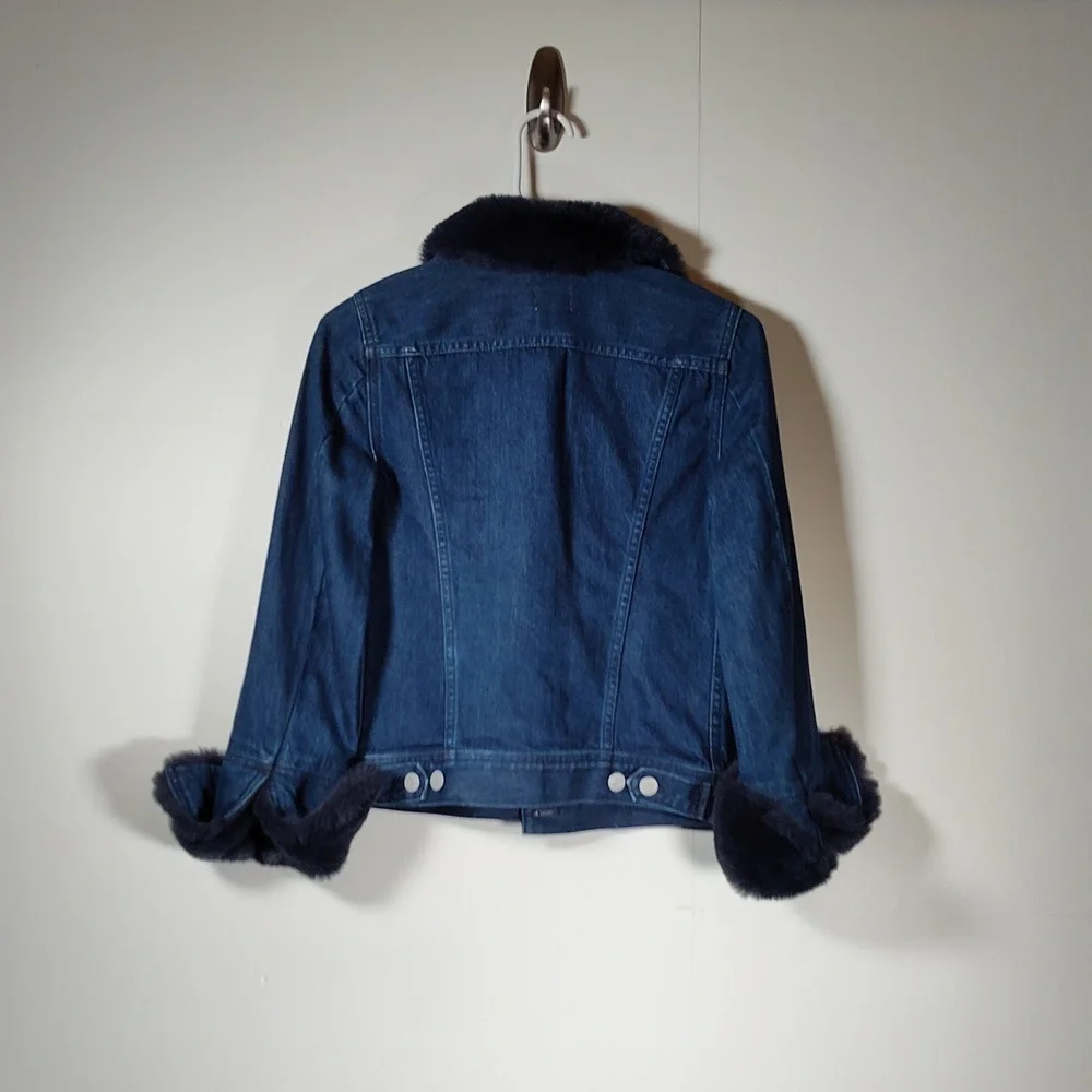 J. Crew Retro‎ Denim Jacket with Faux Fur XXS